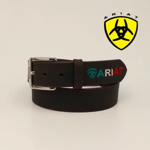 ARIAT Men's Belt 1 1/2" Embossed Logo Tricolor Shield Belt A10389282