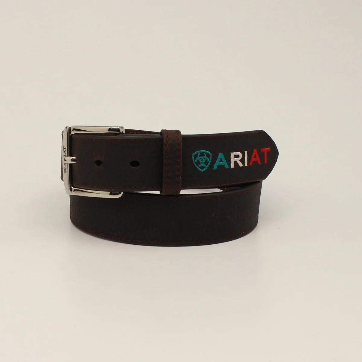 ARIAT Men's Belt 1 1/2" Embossed Logo Tricolor Shield Belt A10389282