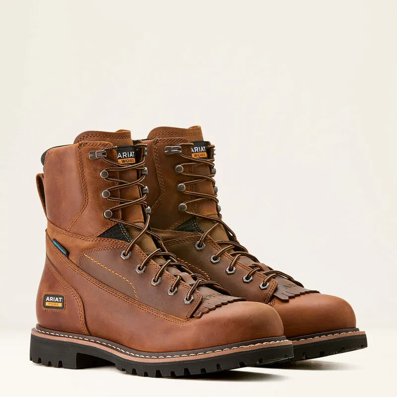 ARIAT Men's Longview Shock Shield 8'' Waterproof Round and Soft Toe Work Boot 10053818