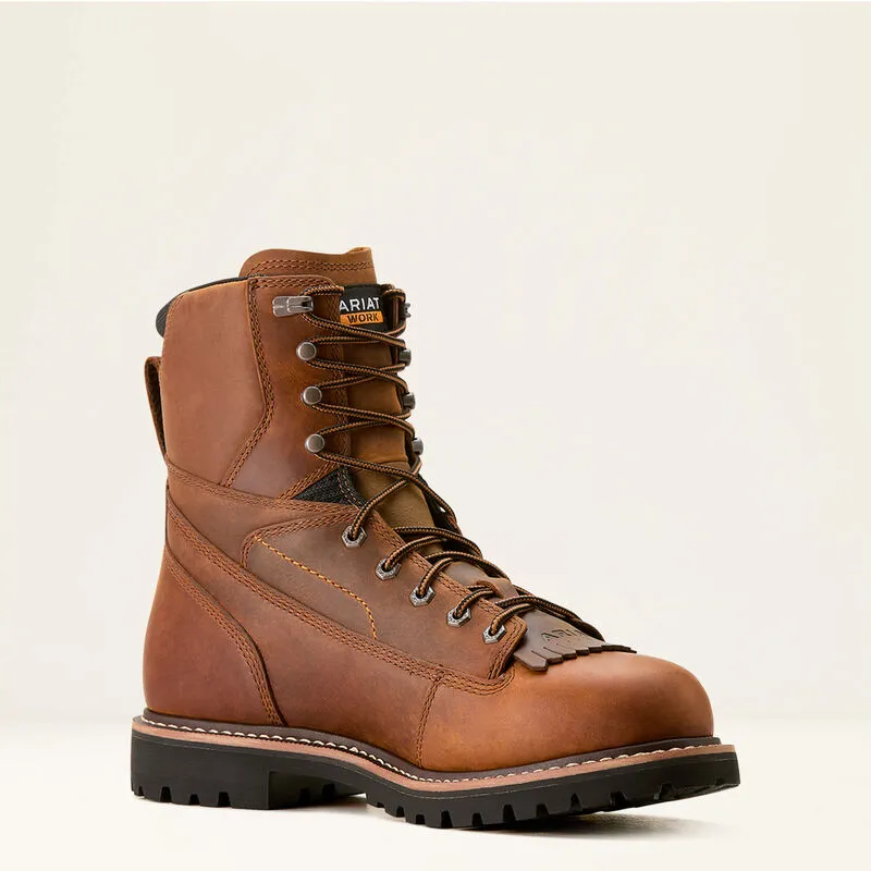 ARIAT Men's Longview Shock Shield 8'' Waterproof Round and Soft Toe Work Boot 10053818