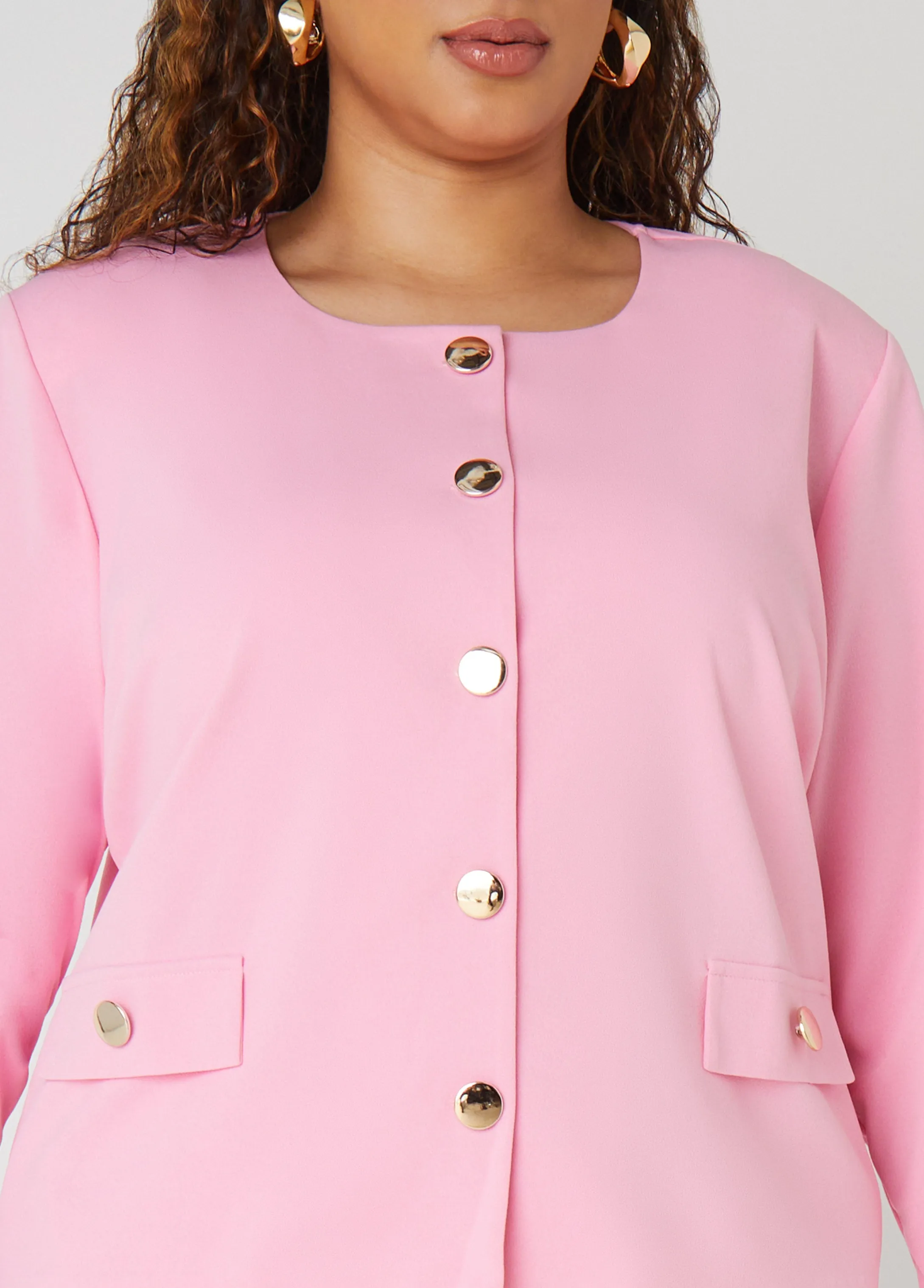 Button Detailed Crepe Jacket
