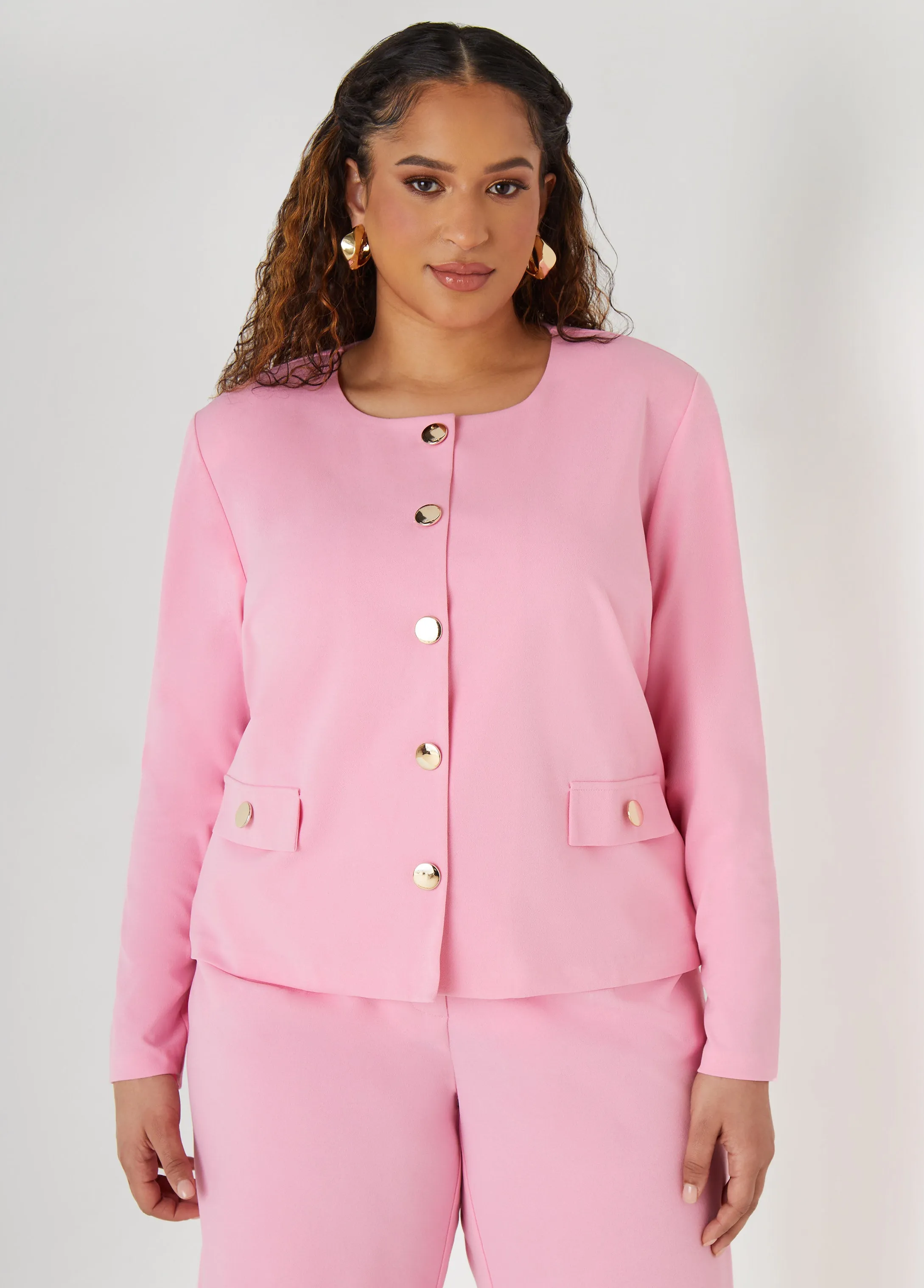 Button Detailed Crepe Jacket