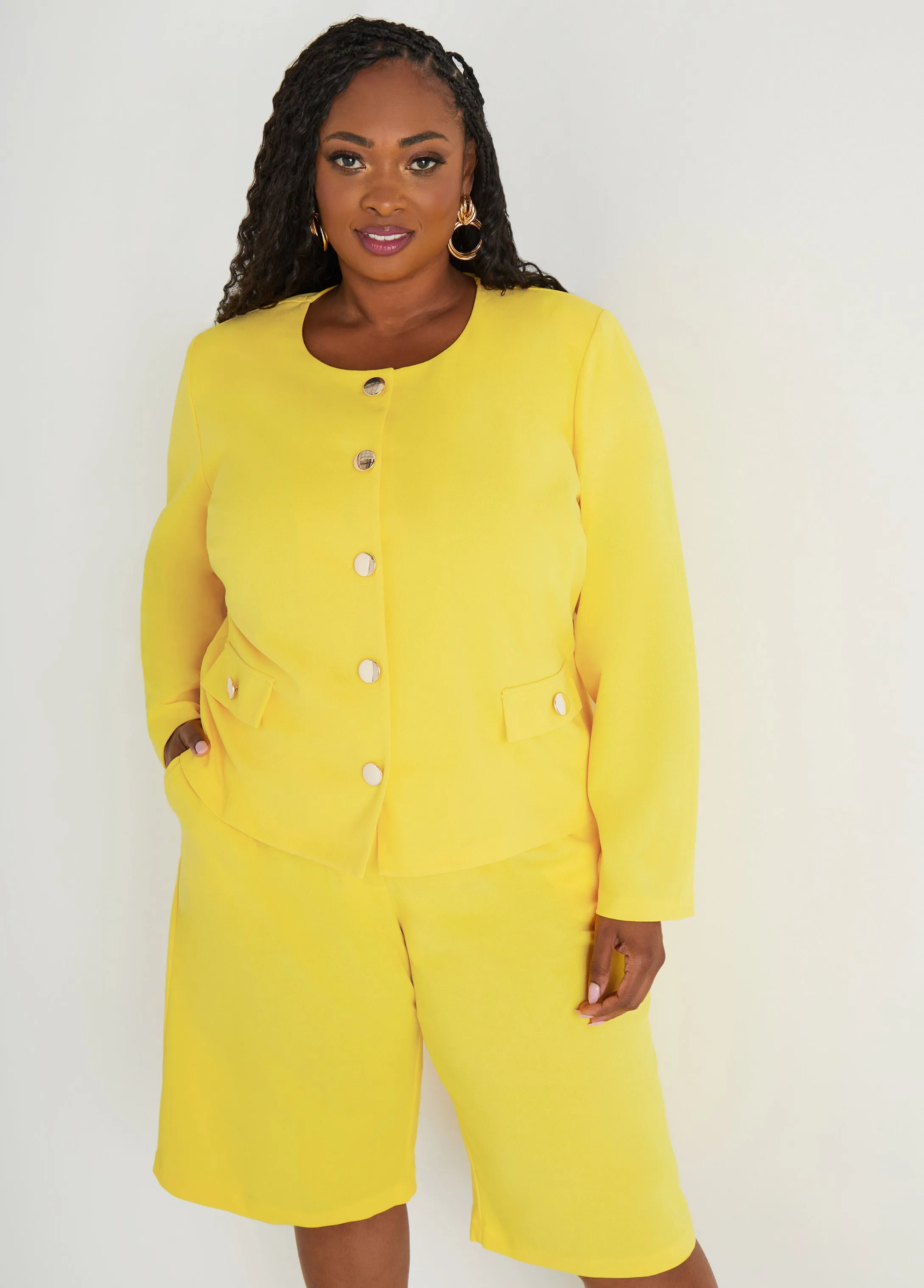 Button Detailed Crepe Jacket