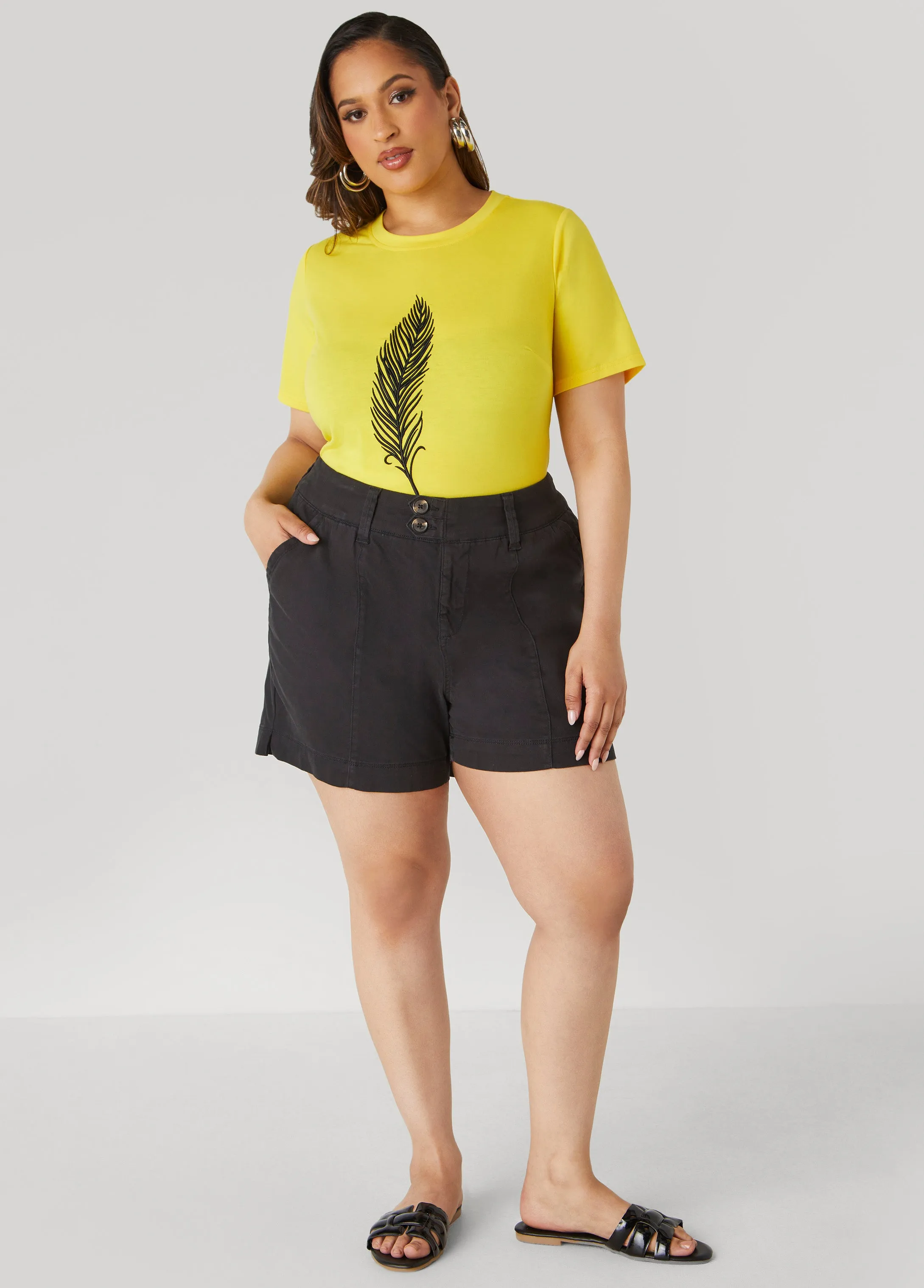 Button Front Denim Shorts