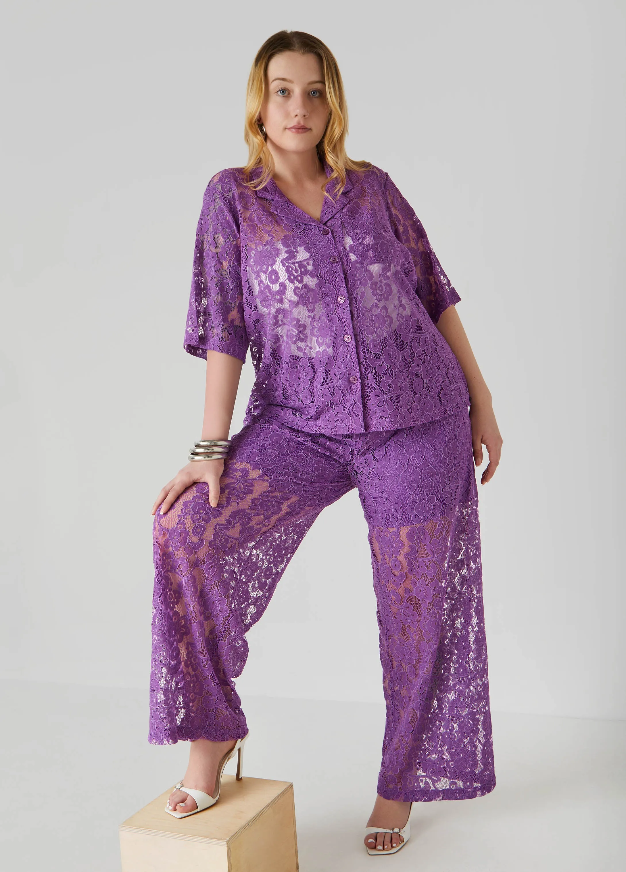 Corded Lace Straight Leg Pants