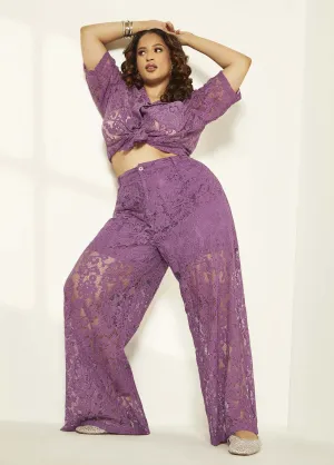 Corded Lace Straight Leg Pants