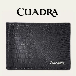CUADRA Men's Black Exotic Bifold Leather Wallet DU308