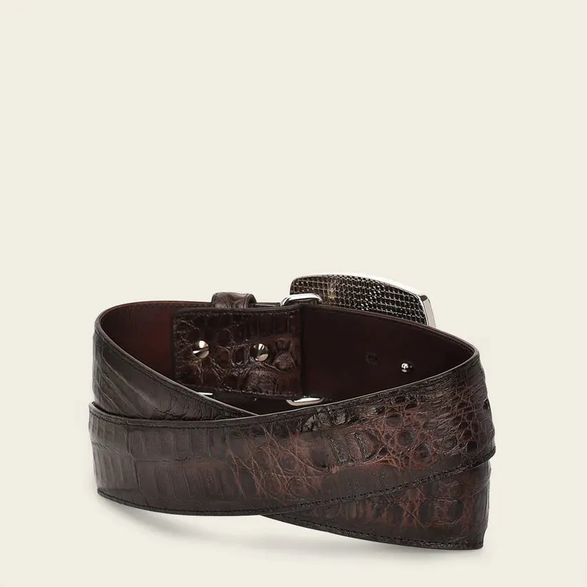 CUADRA Men's Bovine Engraved Exotic Fusucus Leather Western Belt with Cuadra monogram BC308