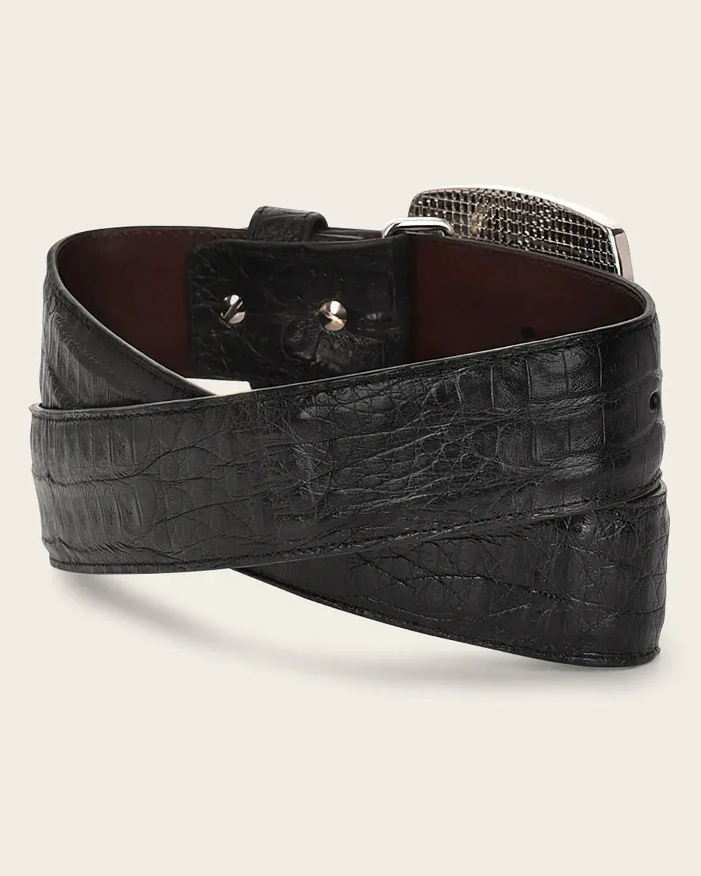CUADRA Men's Engraved Ultra Fuscus Exotic Leather Belt BC309