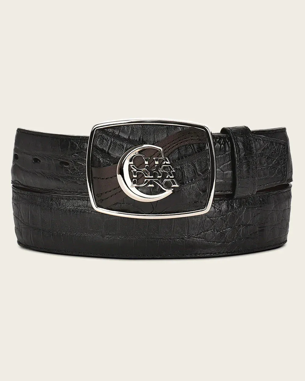 CUADRA Men's Engraved Ultra Fuscus Exotic Leather Belt BC309