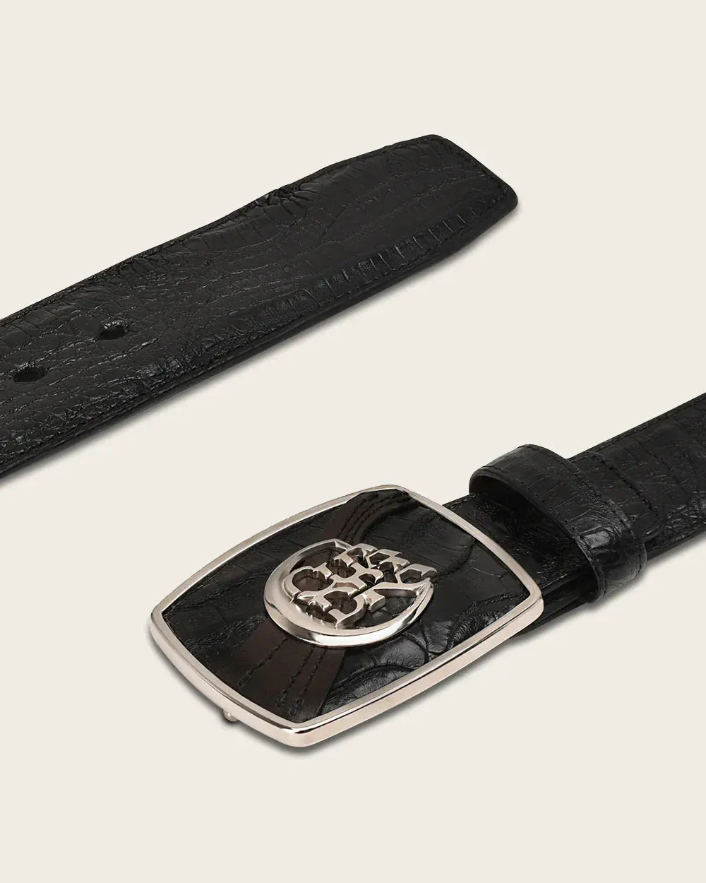 CUADRA Men's Engraved Ultra Fuscus Exotic Leather Belt BC309