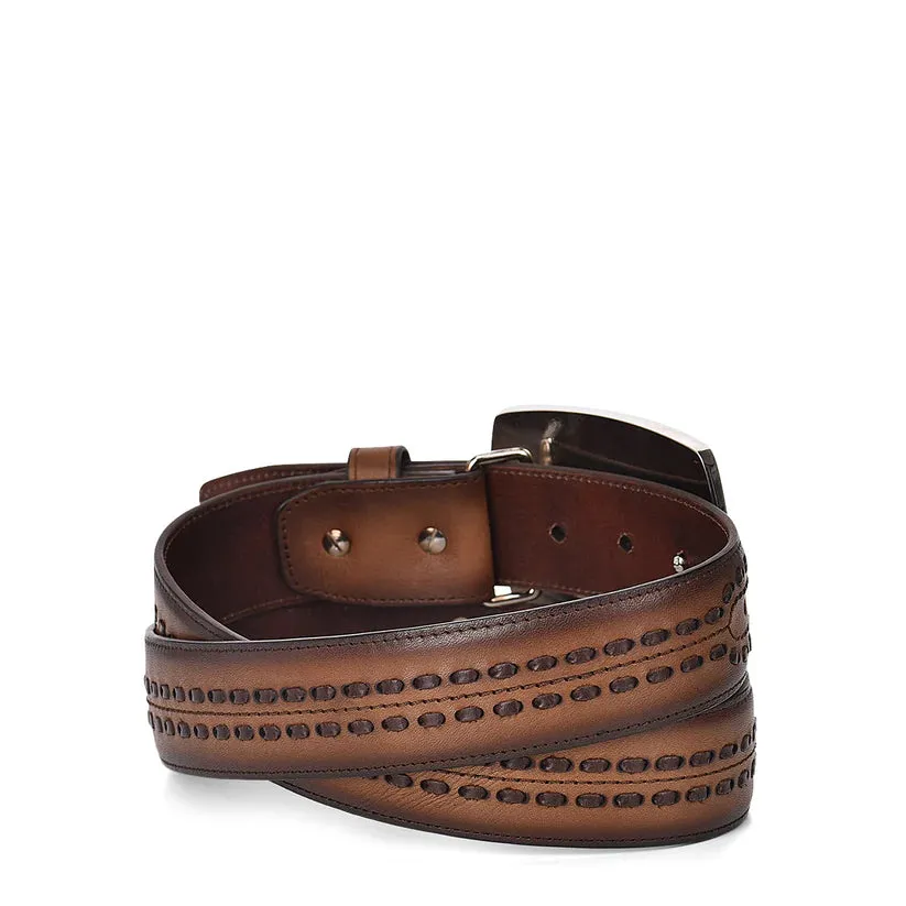 CUADRA Men's Hand-Painted Engraved Bovine Leather Western  Belt BC243