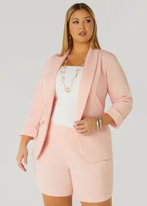 Cuffed Open Front Blazer