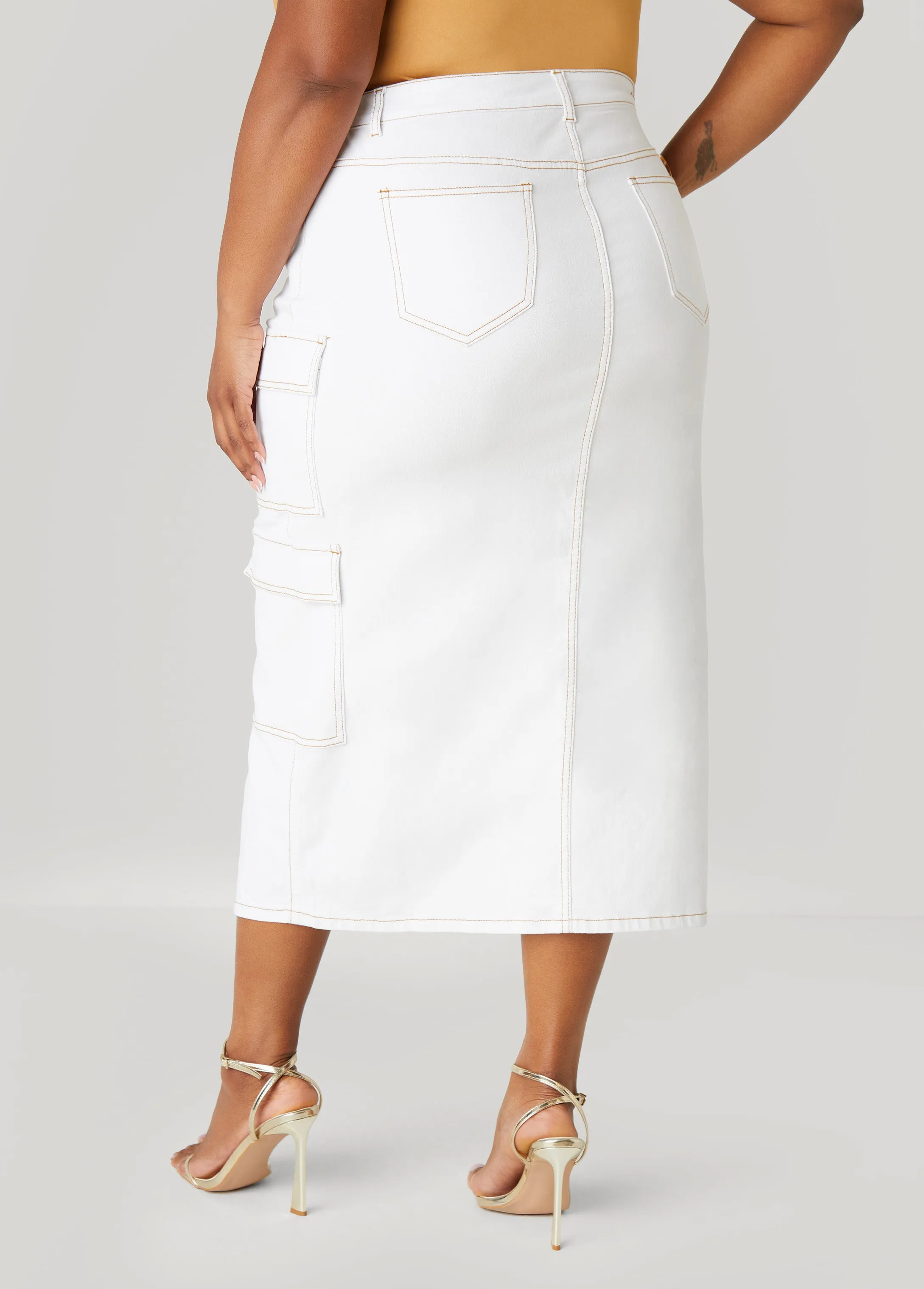 Denim Maxi Cargo Skirt