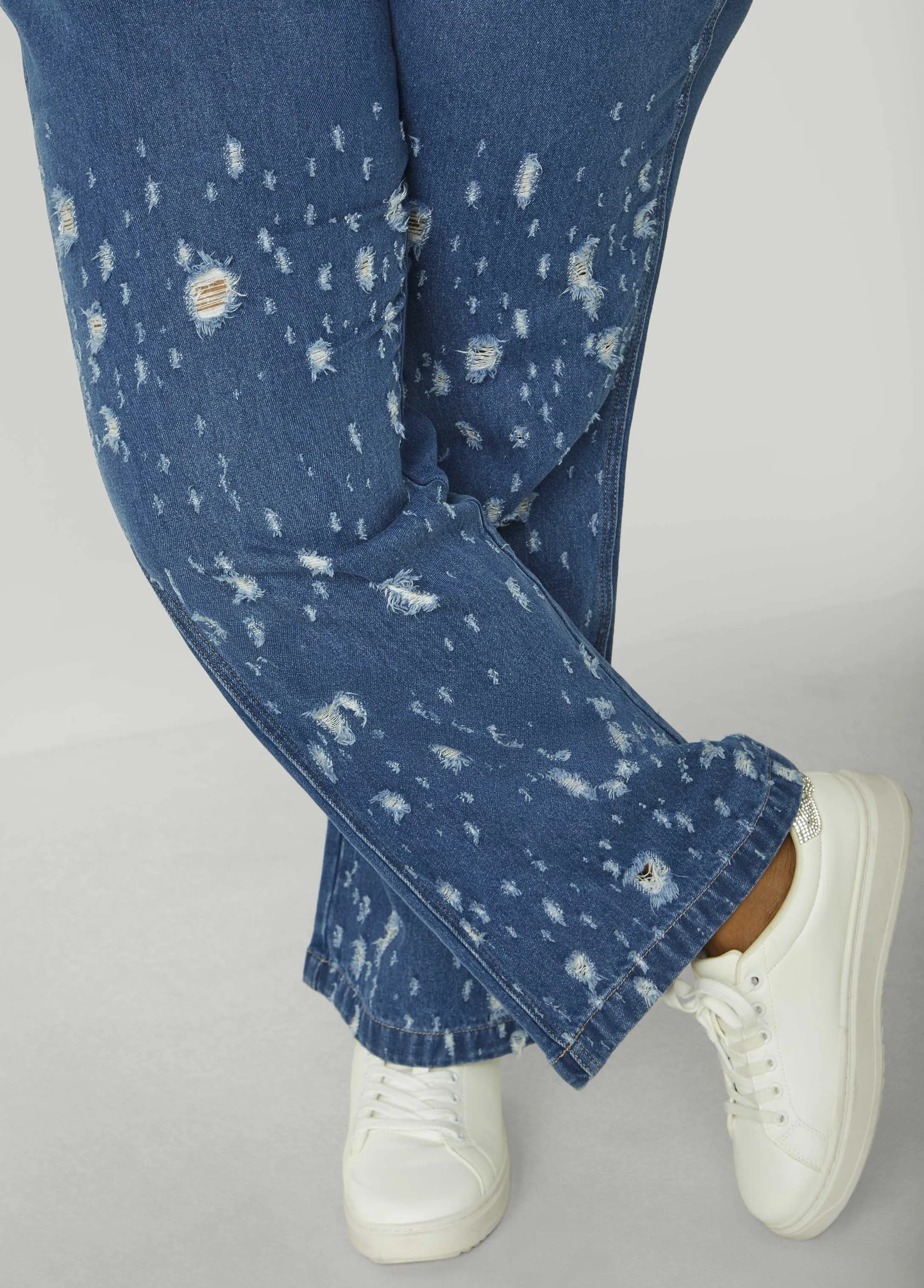 Distressed Denim Overalls