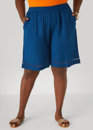 Embroidered Cotton Blend Shorts