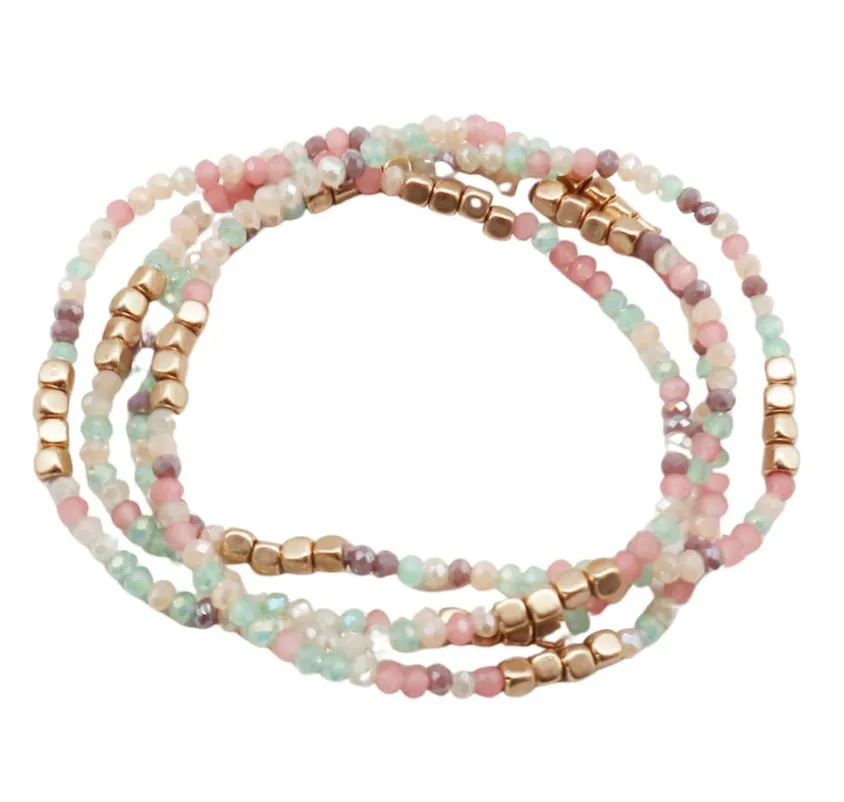 Gold Trim Beaded Bracelet Set