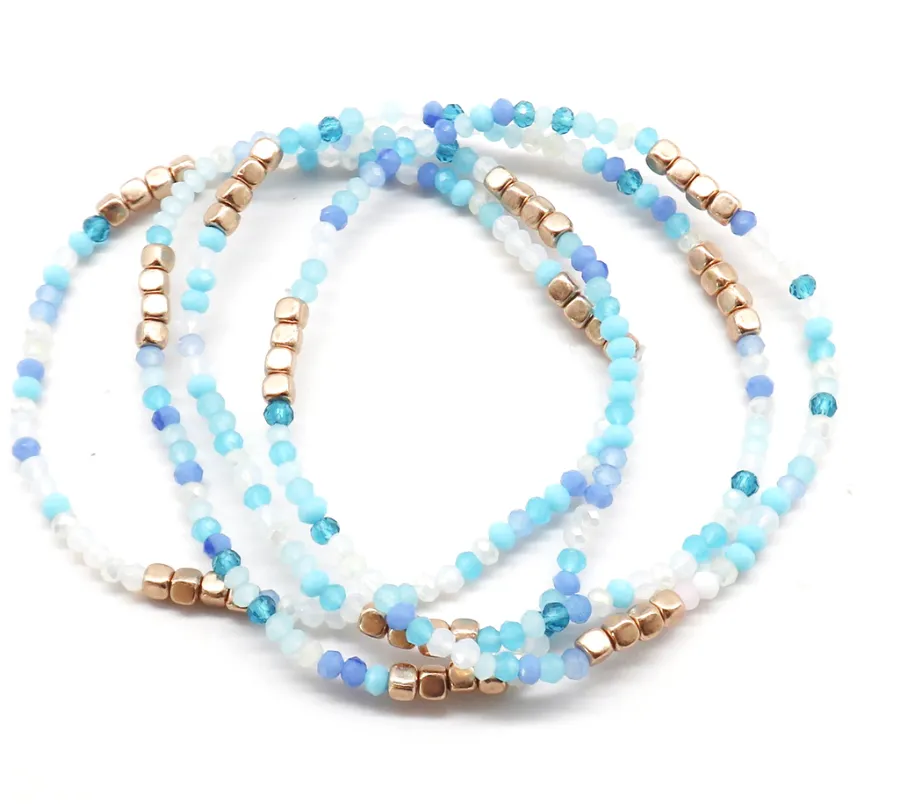 Gold Trim Beaded Bracelet Set