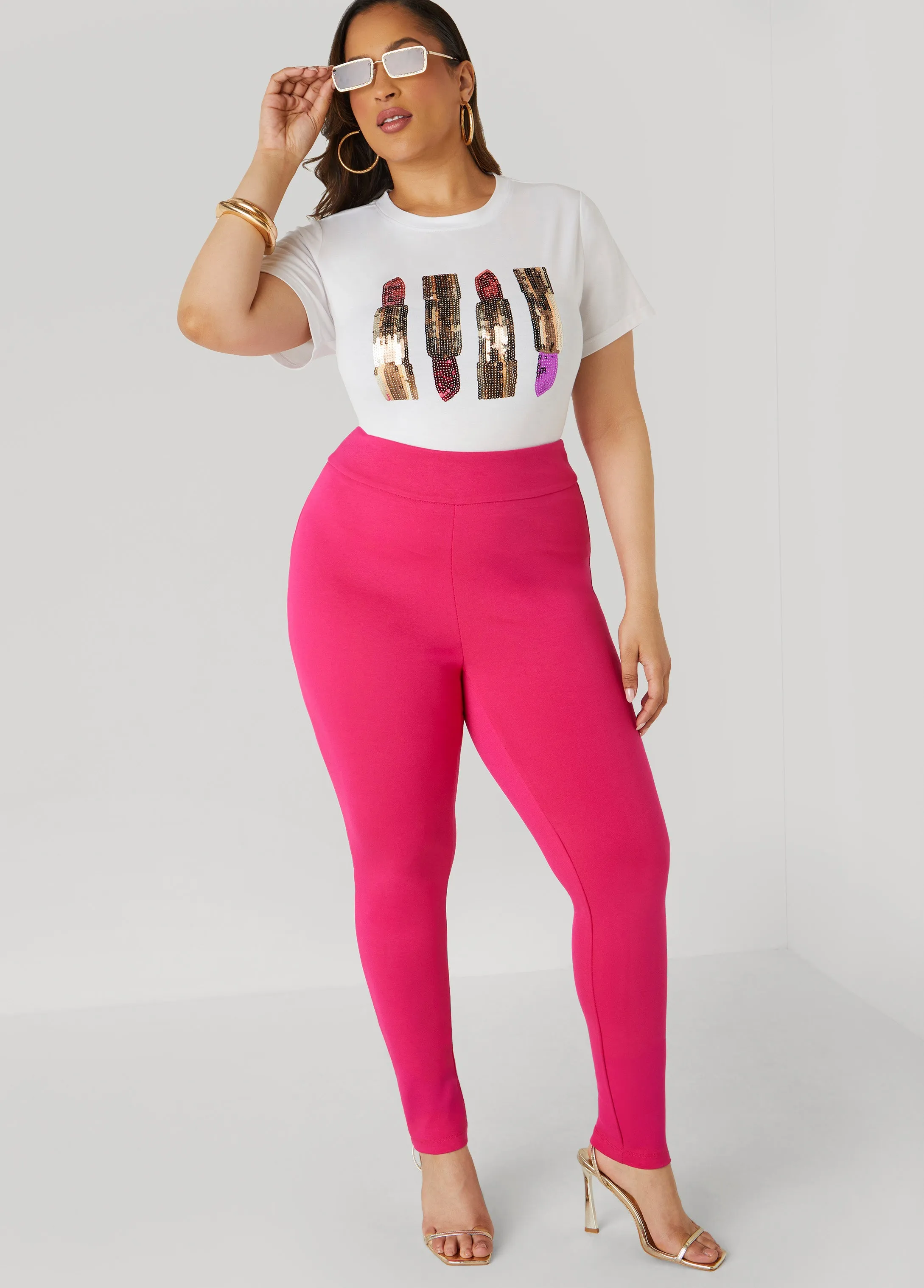 High Waist Ponte Pull On Leggings