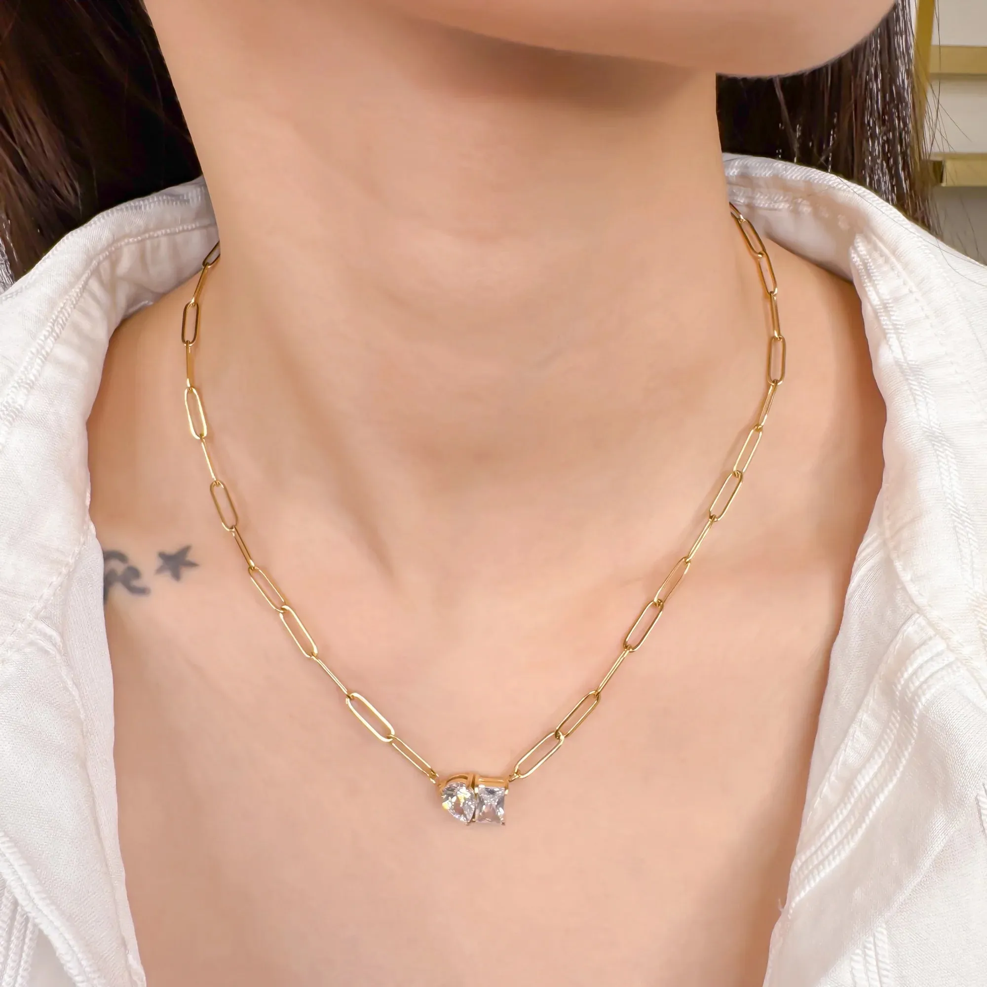 Link Necklace with Stones