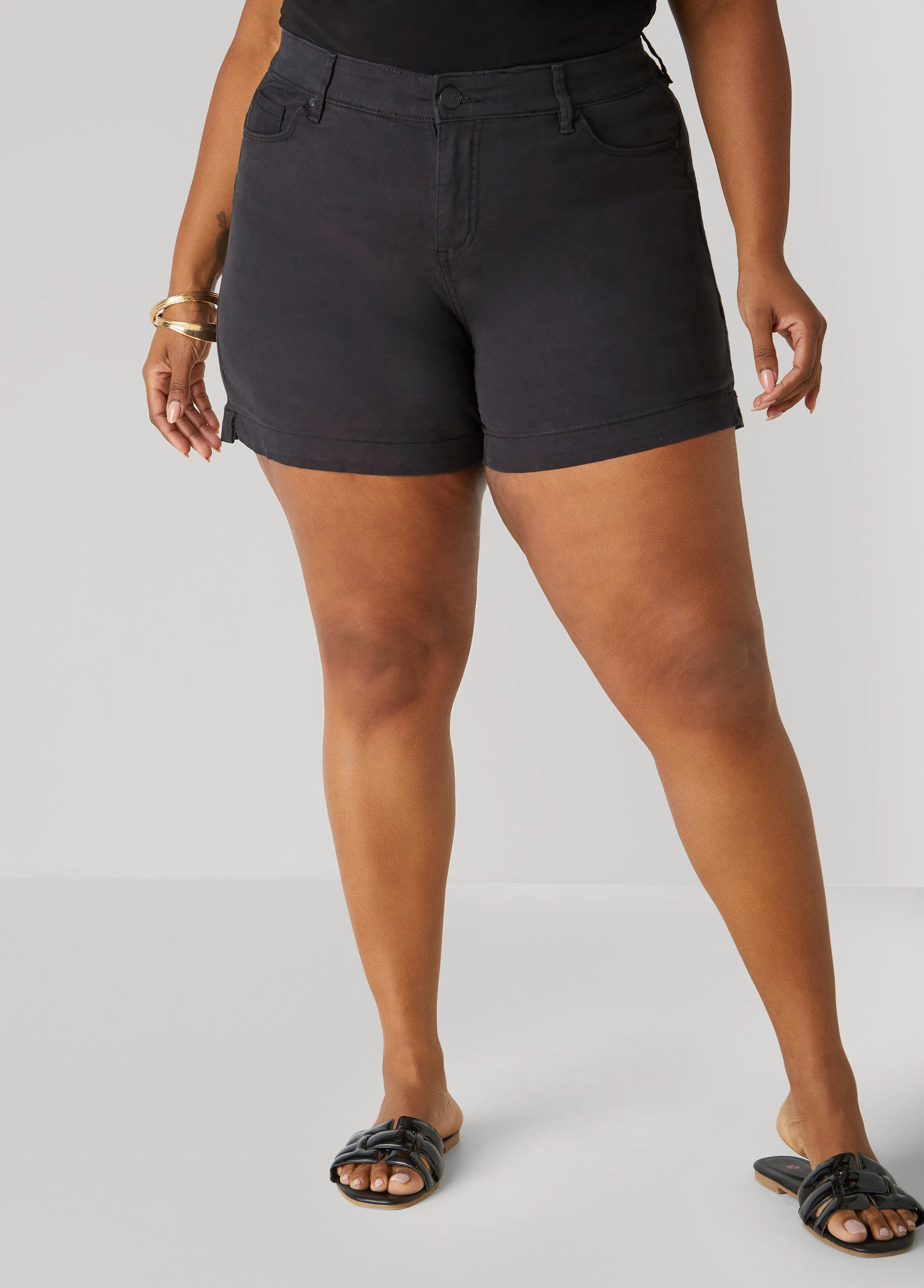 Mid Rise Denim Shorts