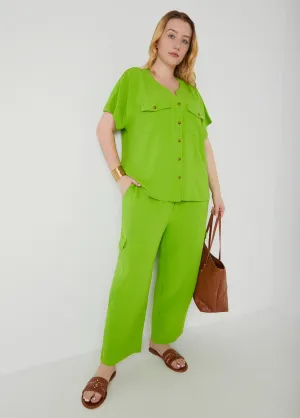 Mid Rise Textured Cargo Pants