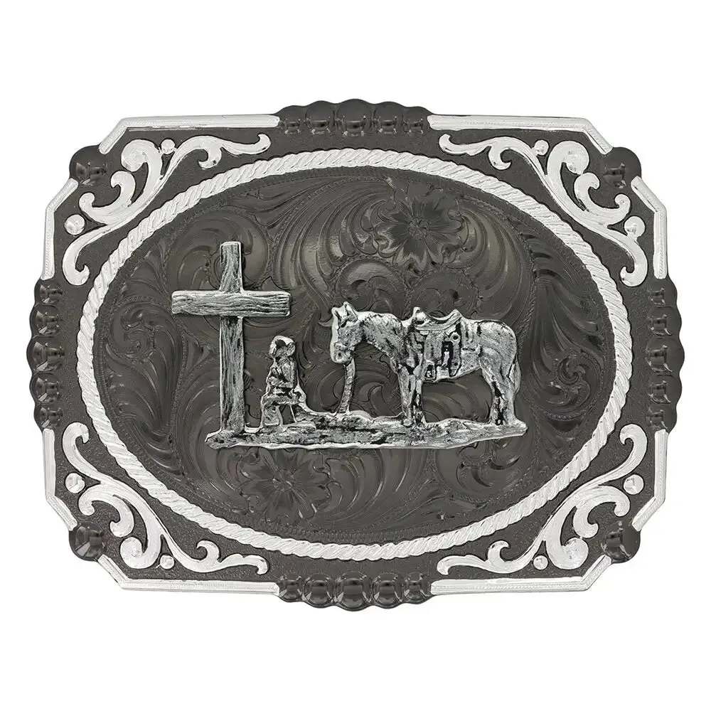 MONTANA SILBVERSMITH Mens' Gunmetal Cameo Filigree With Cowboy 25815SB-731