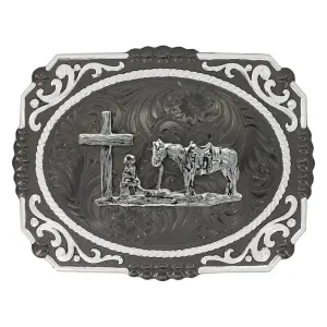 MONTANA SILBVERSMITH Mens' Gunmetal Cameo Filigree With Cowboy 25815SB-731