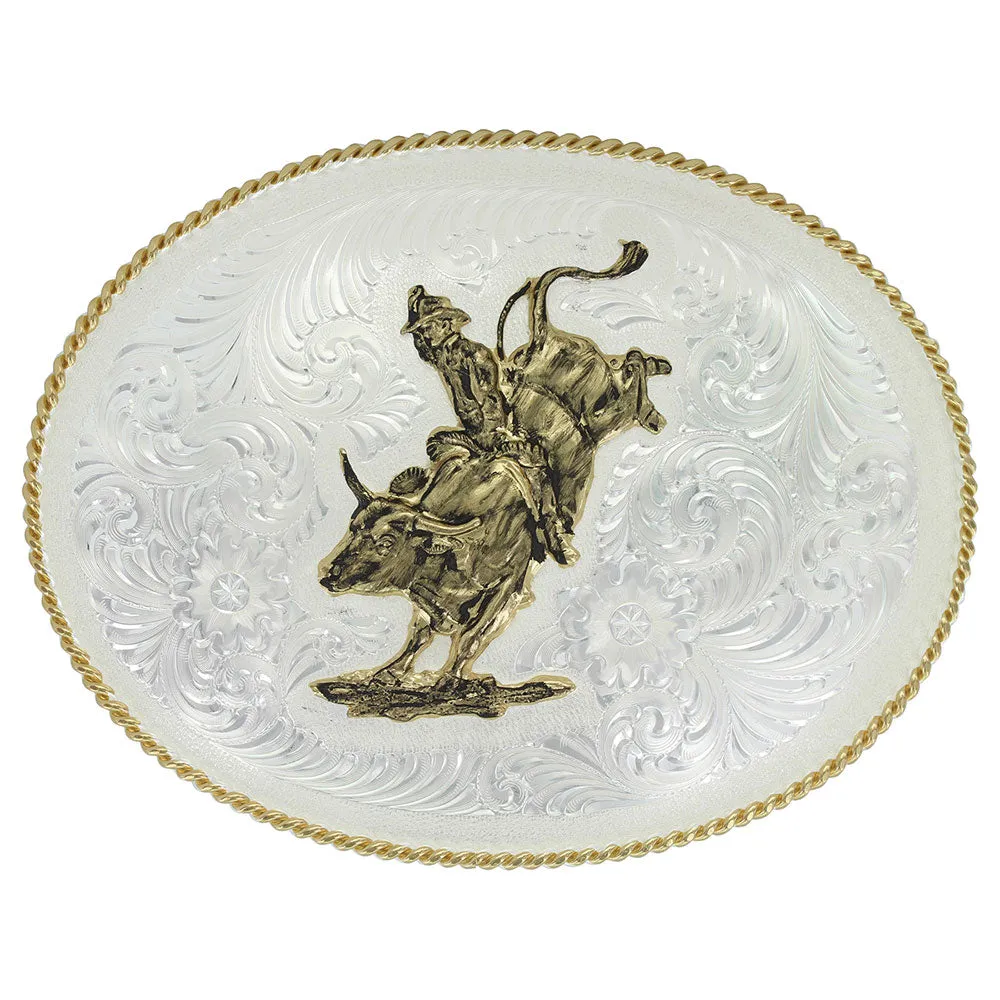 MONTANA SILVERSMITH Men's Silver Oval Bull Rider Buckle 2120