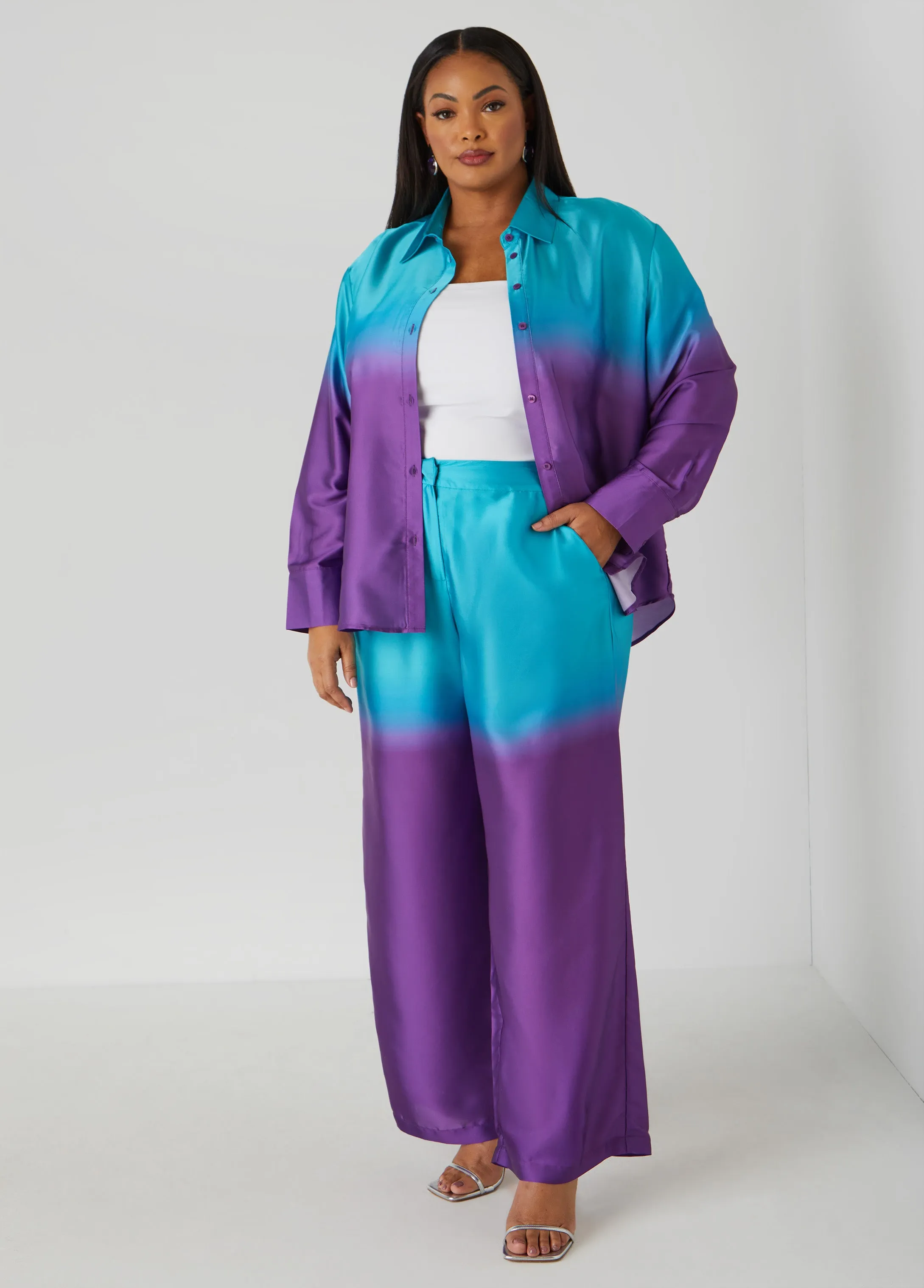Ombre Satin Wide Leg Pants