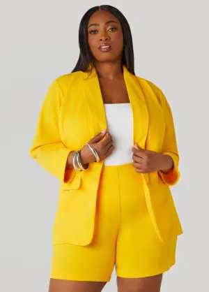 Open Front Cuffed Blazer