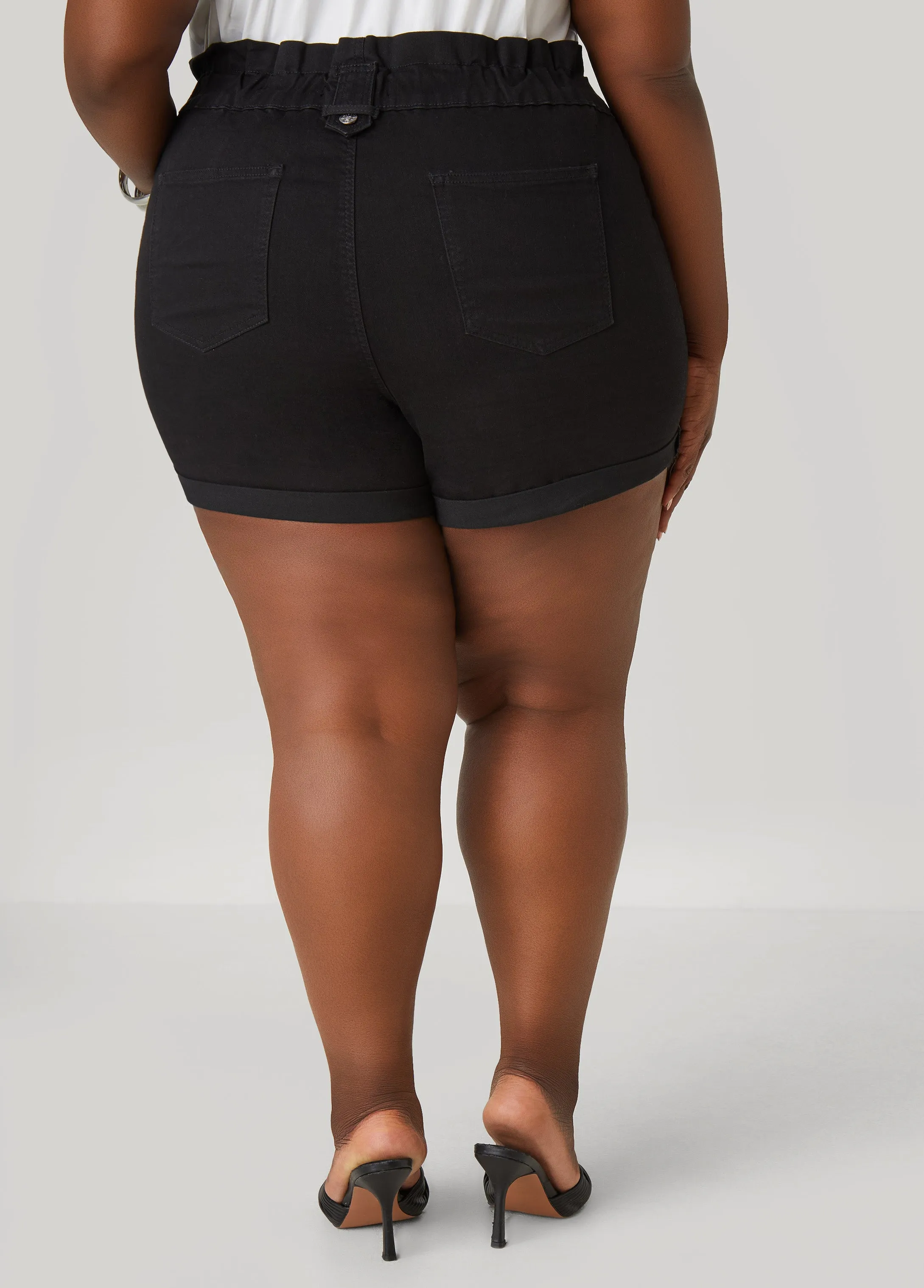 Paperbag Denim Shorts