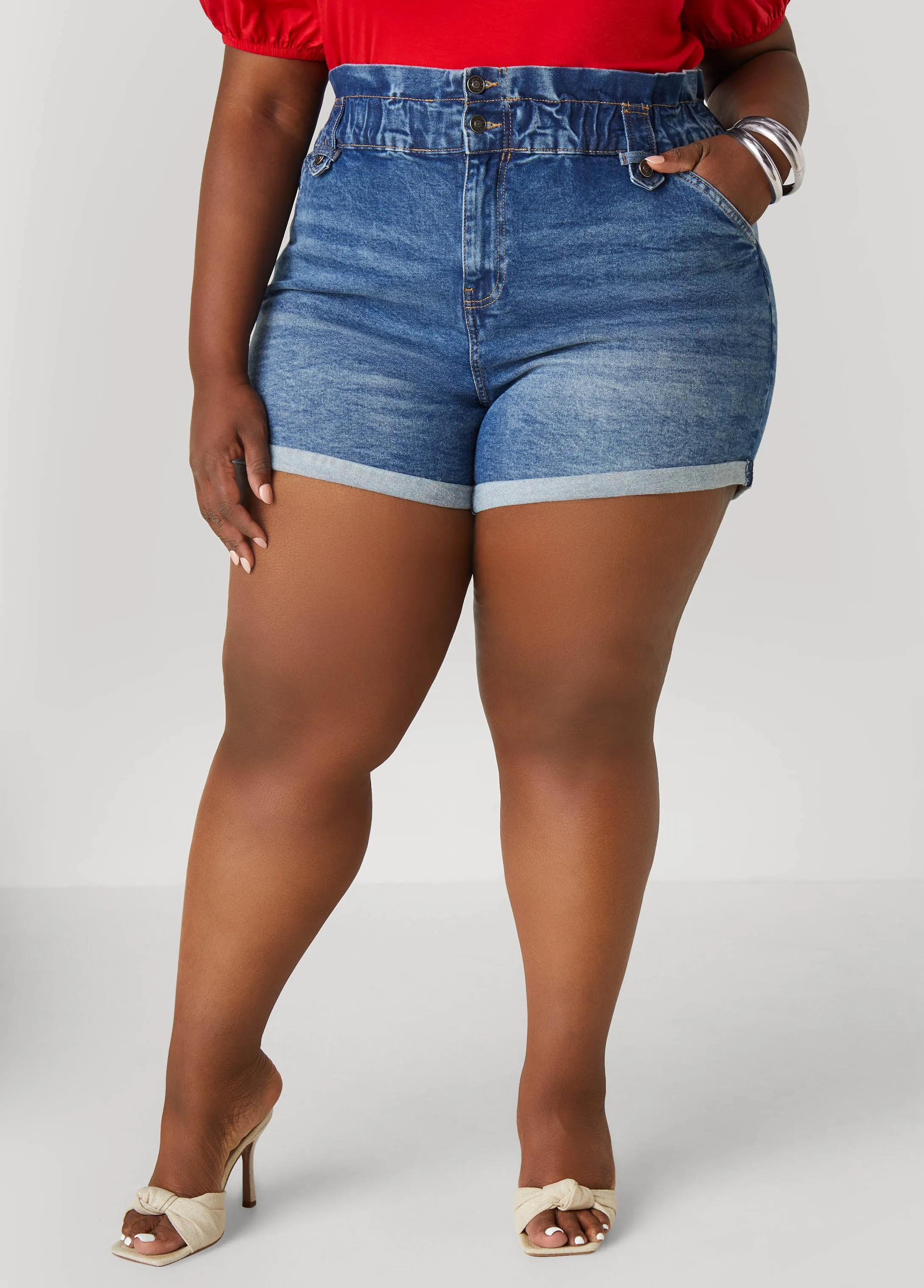 Paperbag Denim Shorts