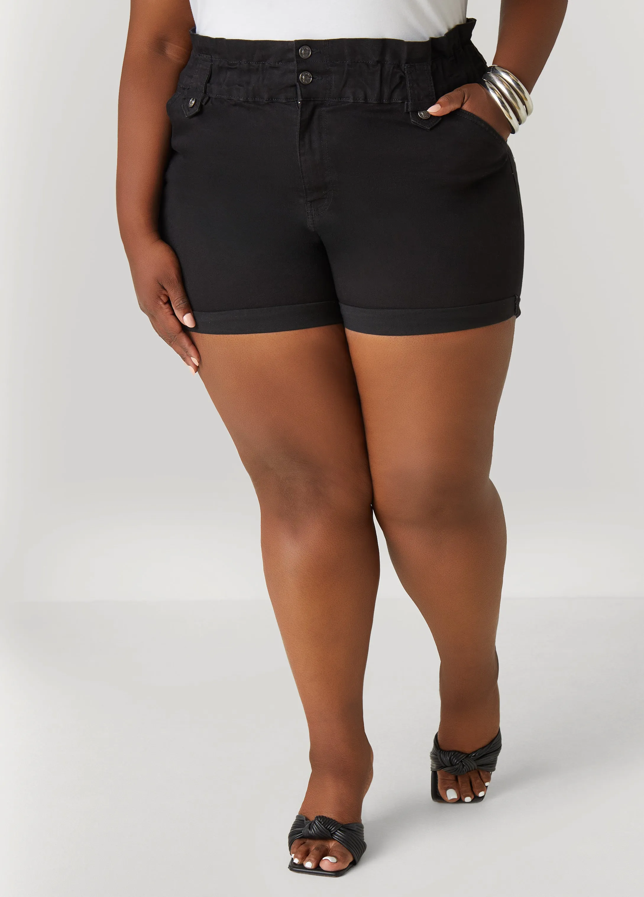 Paperbag Denim Shorts