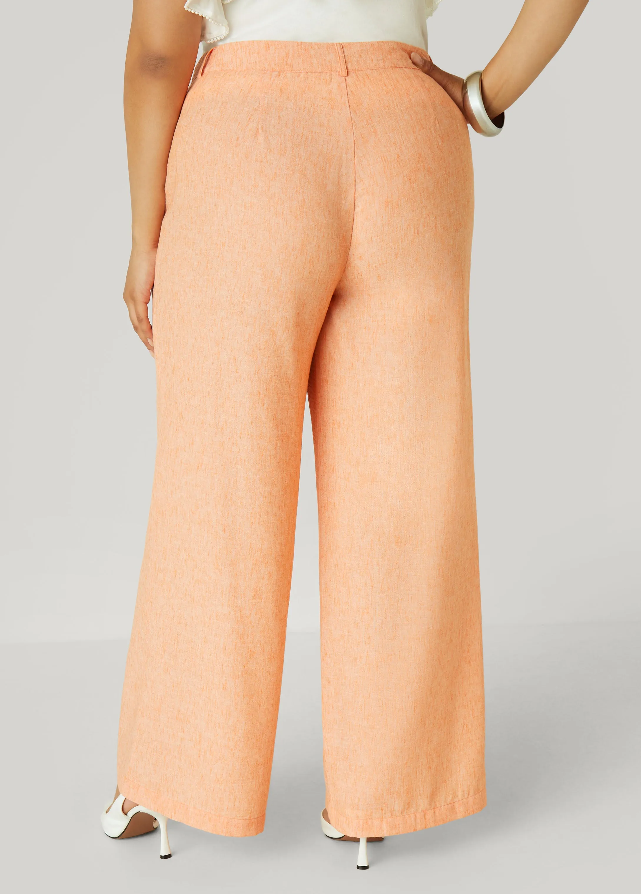 Patch Pocket Slub Wide Leg Pants