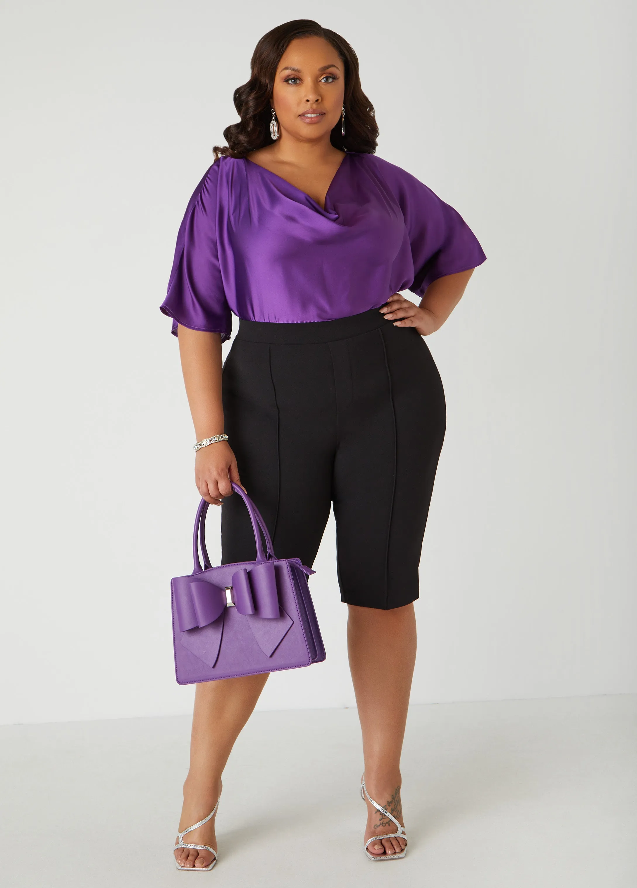 Pintucked Crepe Shorts