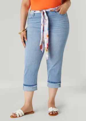 Scarf Belt Denim Capris