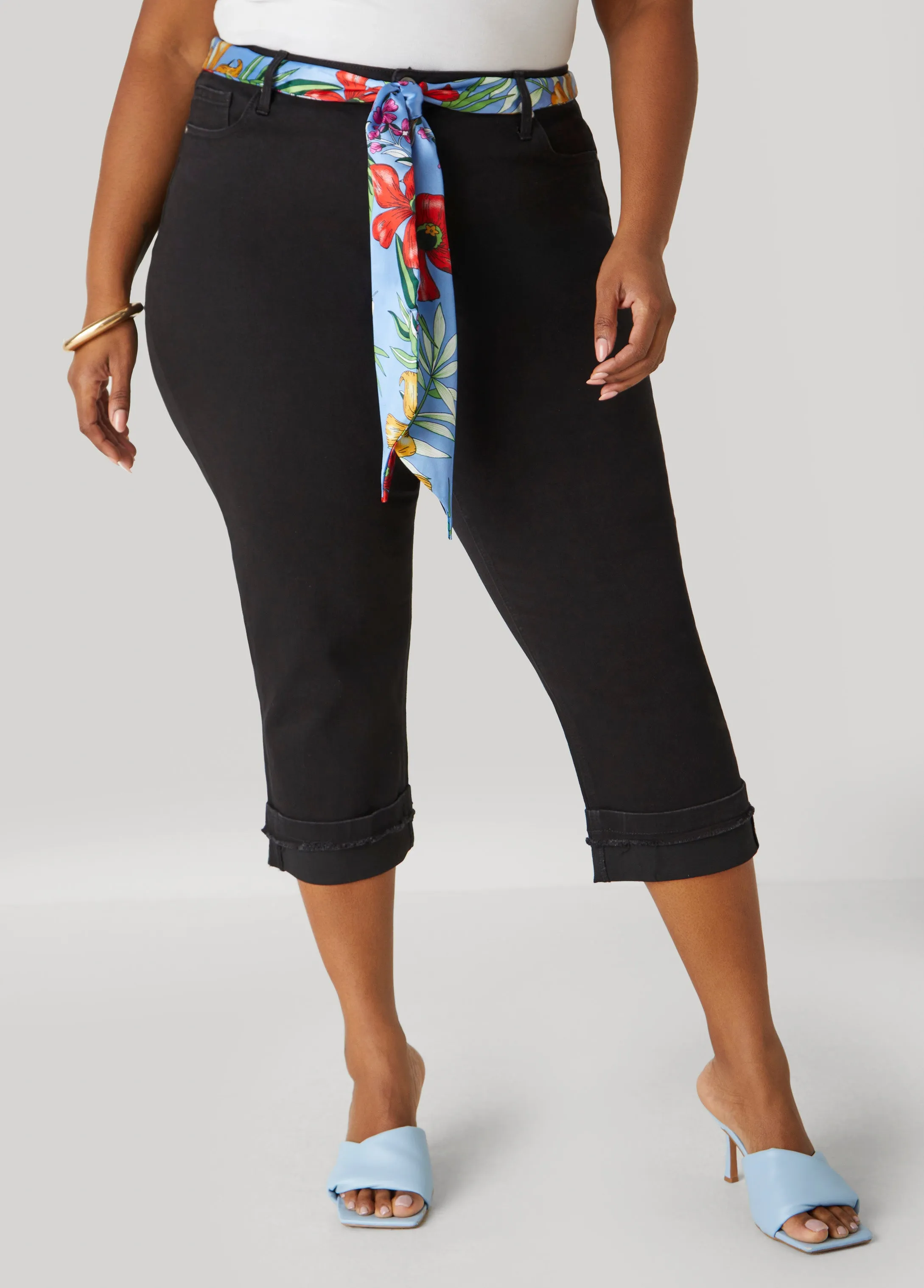 Scarf Belt Denim Capris