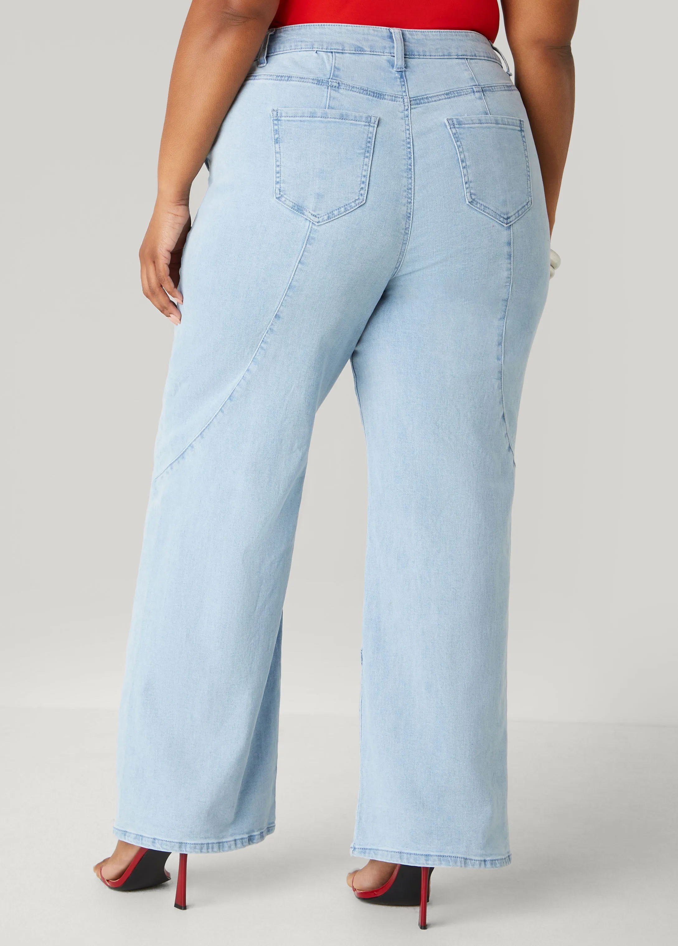 Seam Detailed Wide Leg Jeans