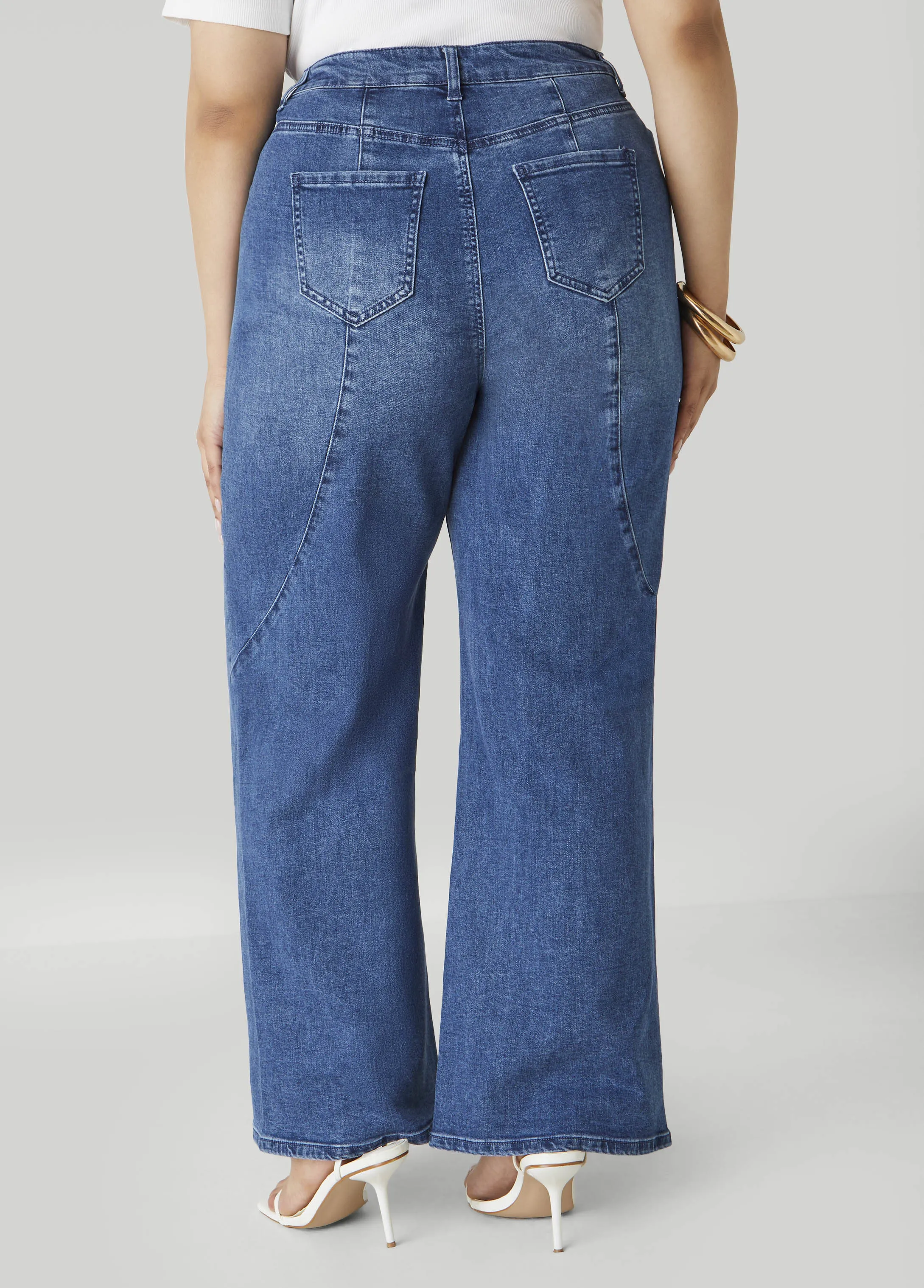 Seam Detailed Wide Leg Jeans