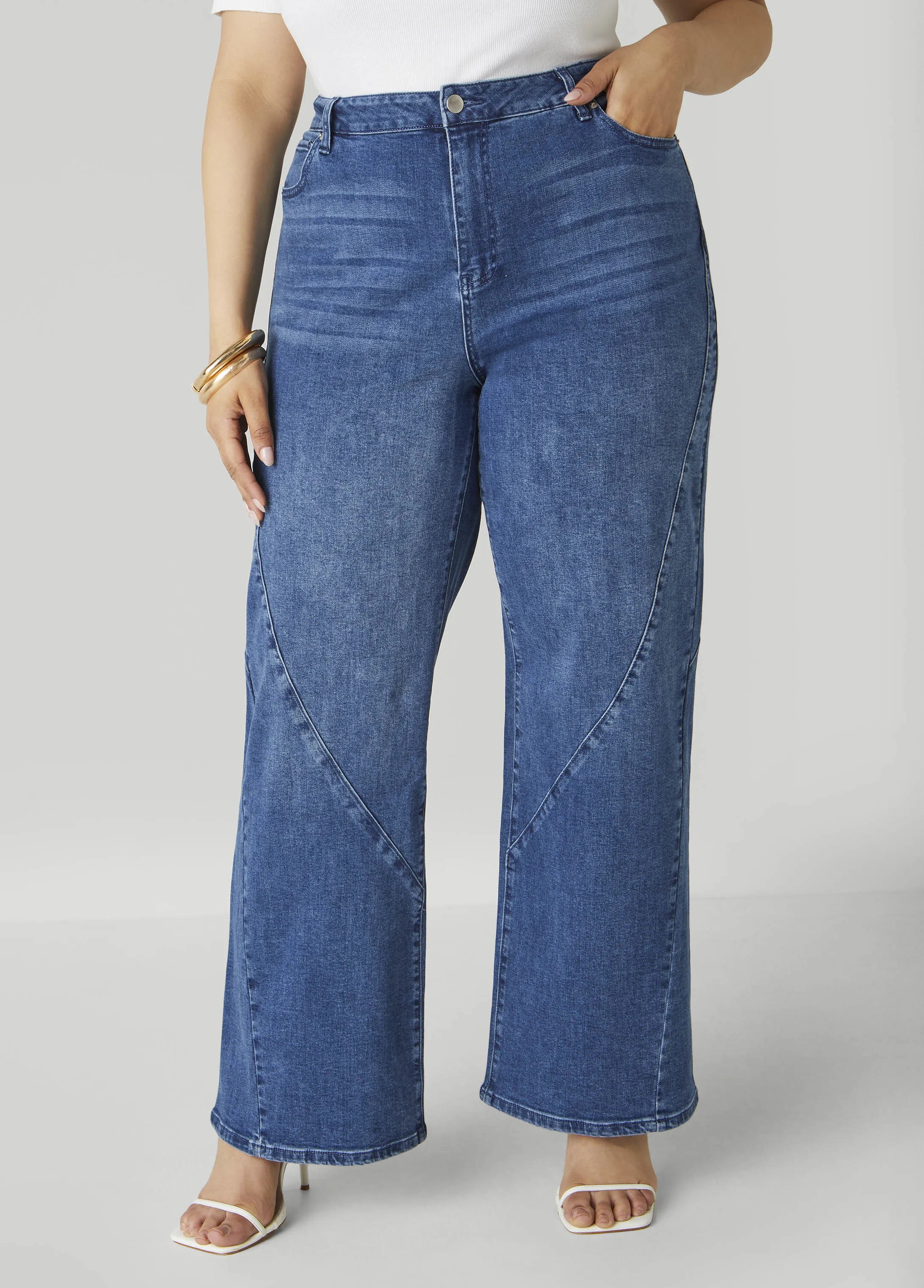Seam Detailed Wide Leg Jeans