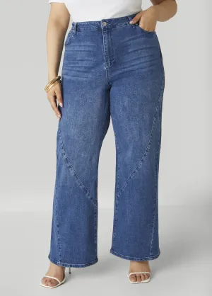 Seam Detailed Wide Leg Jeans