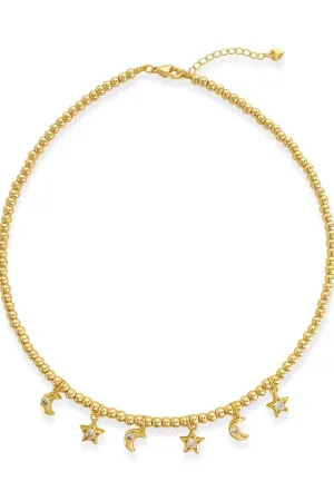 Star & Moon Beaded Chain Necklace