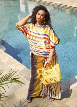 Striped Satin Wide Leg Pants