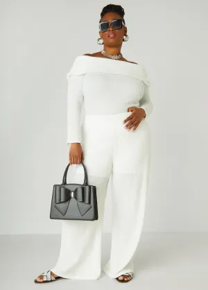 Textured Knit Straight Leg Pants