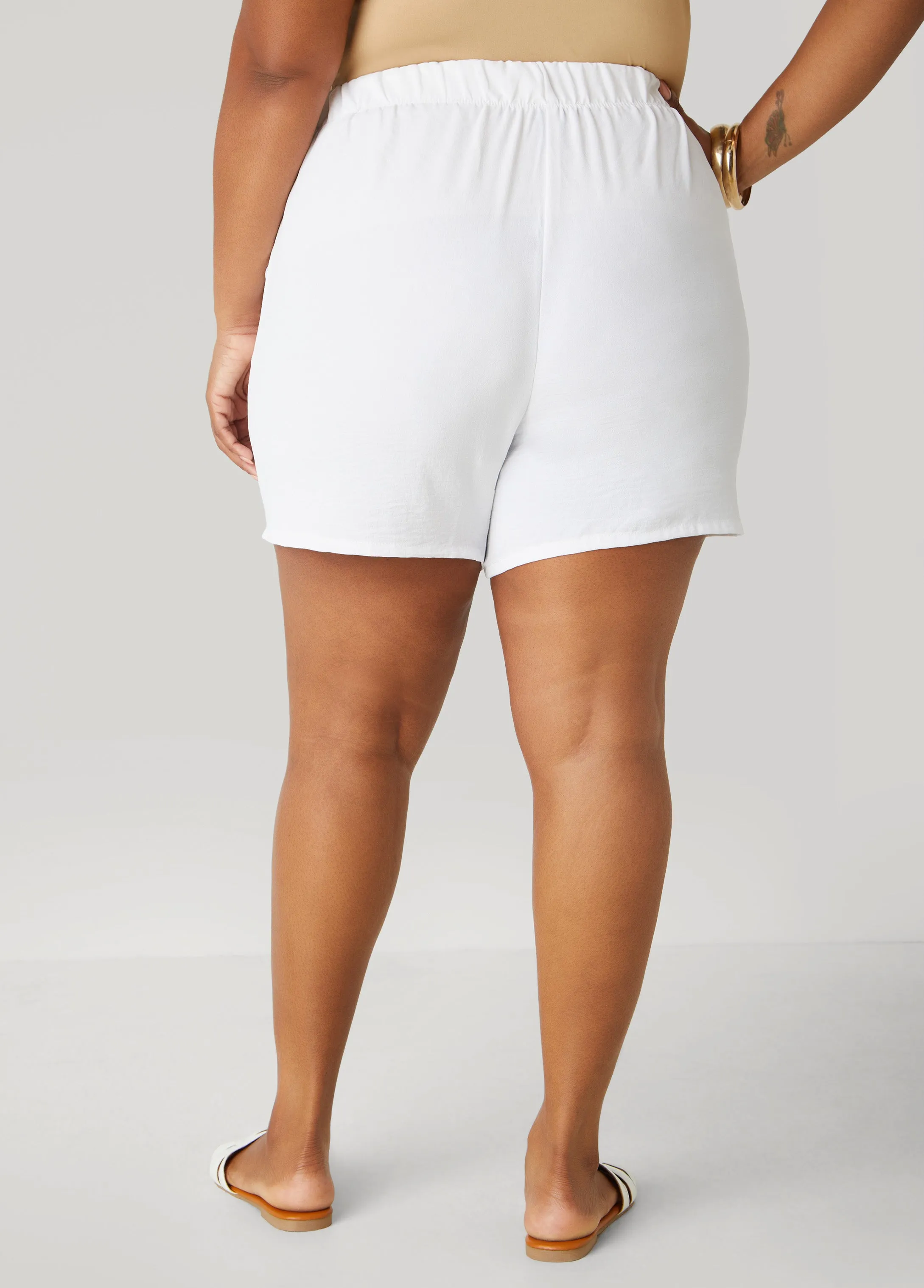 Textured Mid Rise Shorts