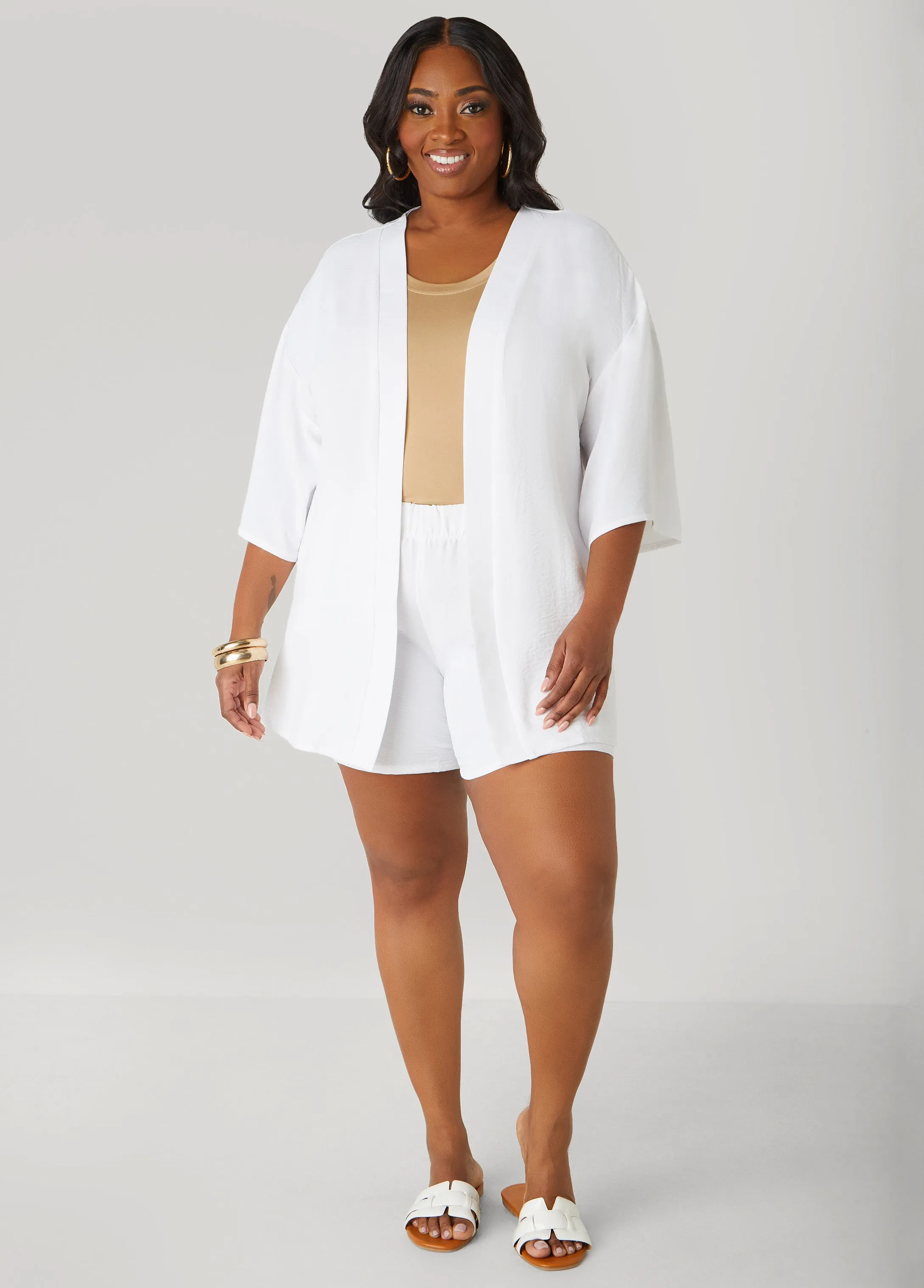 Textured Mid Rise Shorts