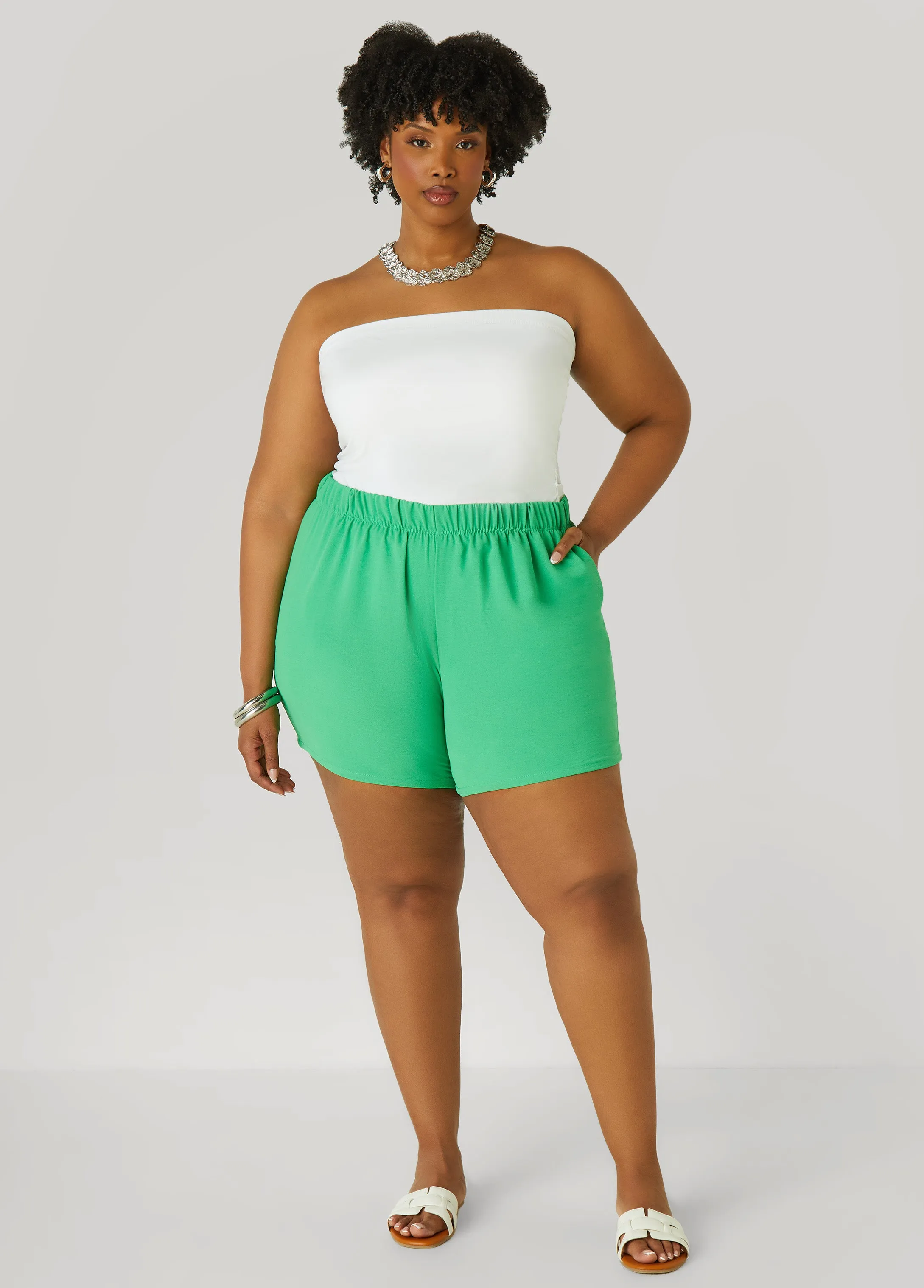 Textured Mid Rise Shorts