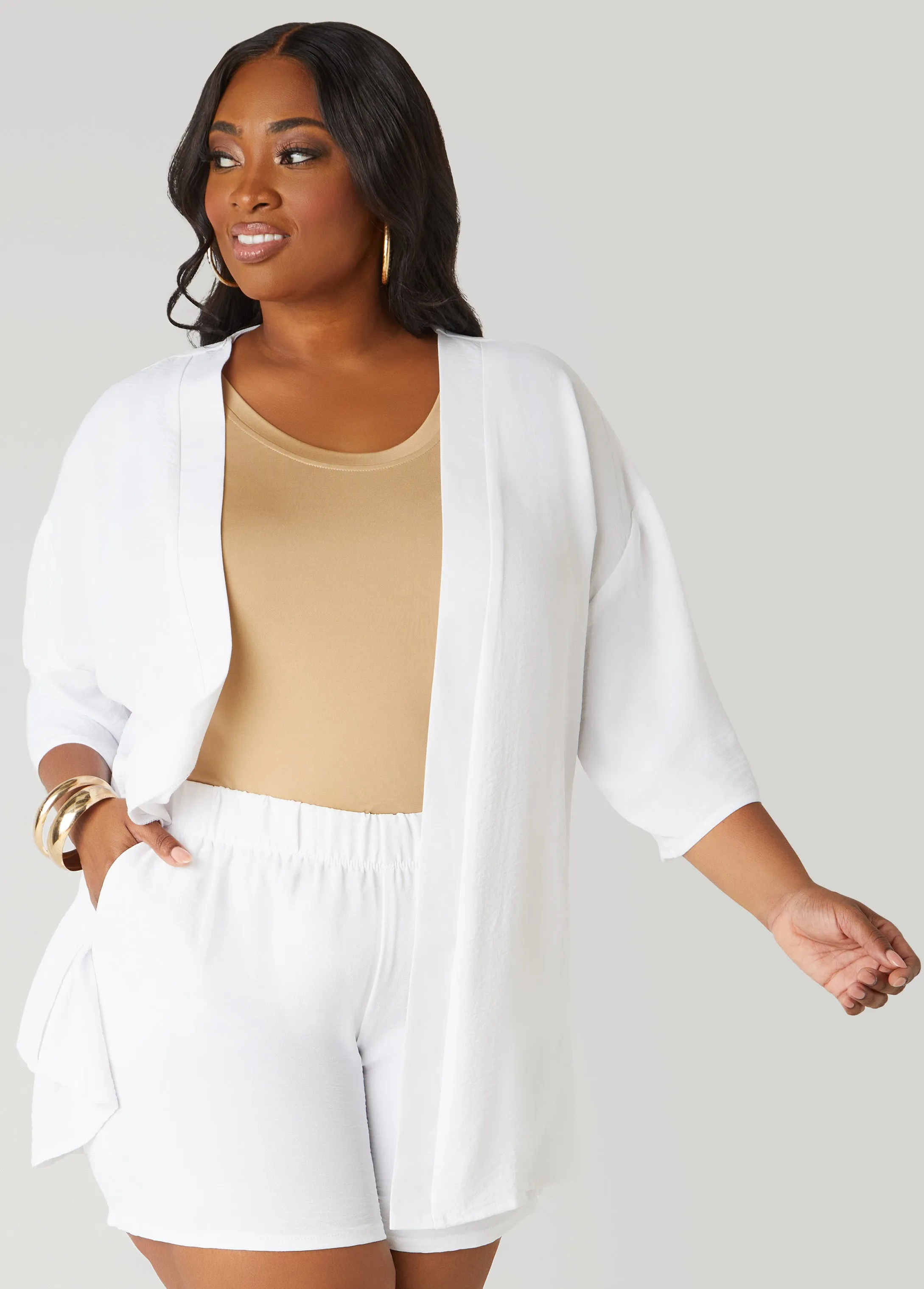 Textured Open Front Jacket