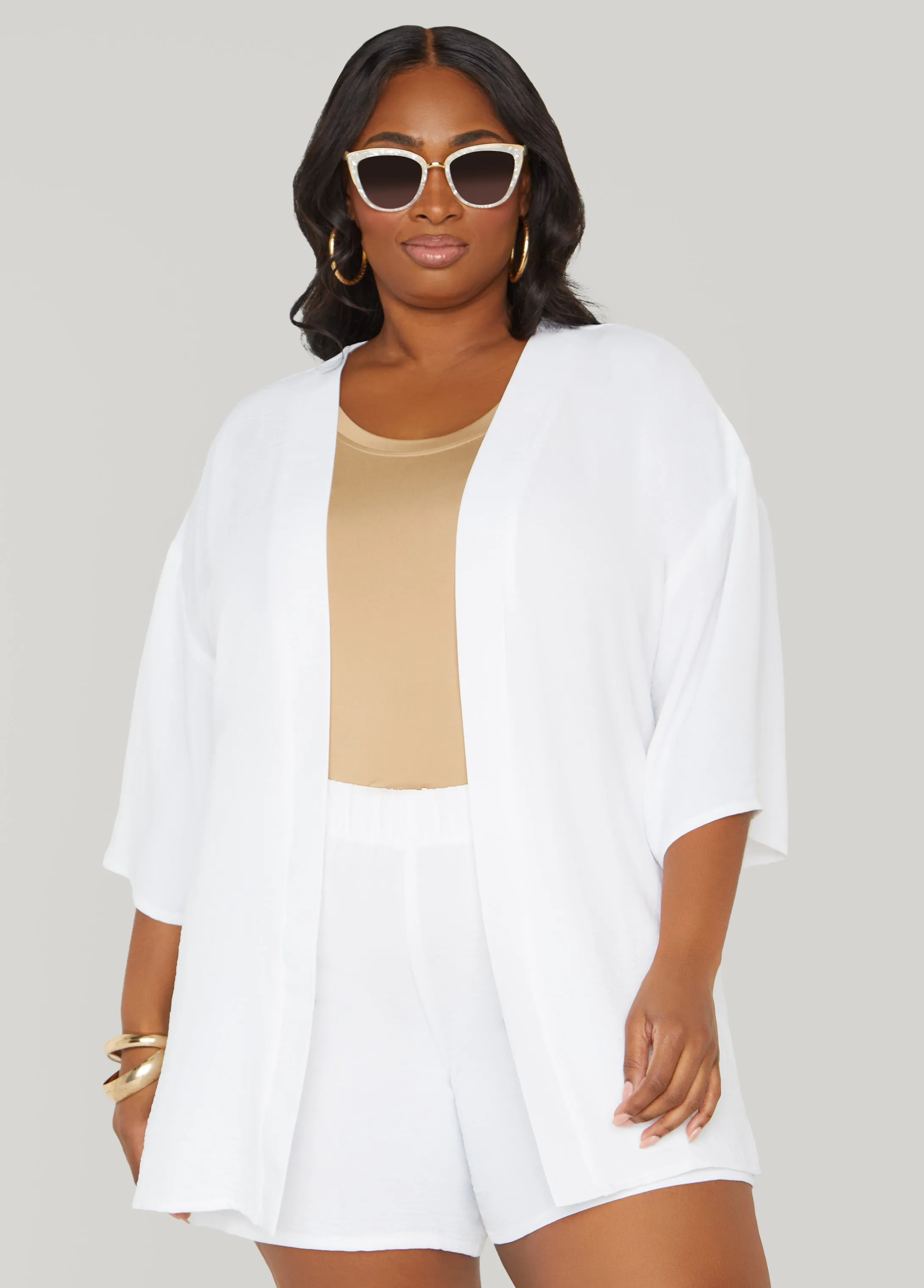 Textured Open Front Jacket